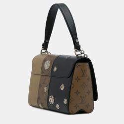 Pre Owned Louis Vuitton Black Brown Limited Edition Calfskin and Monogram Reverse Studded Night Lights Twist MM