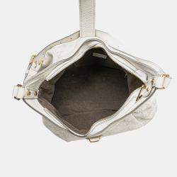 Pre Owned Louis Vuitton White Monogram Mahina XS