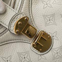 Pre Owned Louis Vuitton White Monogram Mahina XS