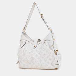 Pre Owned Louis Vuitton White Monogram Mahina XS