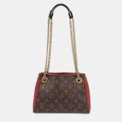 Pre Owned Louis Vuitton Brown Red Monogram Surene BB