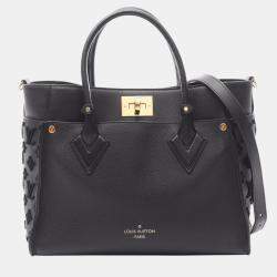 Pre Owned Louis Vuitton On My Side Mm Handbag  Monogram Tufted Leather  Black