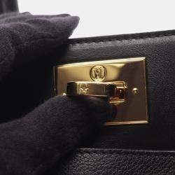 Pre Owned Louis Vuitton On My Side Mm Handbag  Monogram Tufted Leather  Black