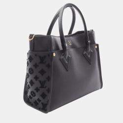 Pre Owned Louis Vuitton On My Side Mm Handbag  Monogram Tufted Leather  Black