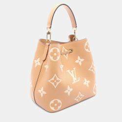 Pre Owned Louis Vuitton Neonoe MM  Brown/White Monogram Empreinte Leather Shoulder Bag