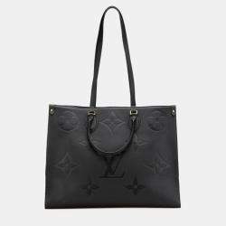 Pre Owned Louis Vuitton Monogram Empreinte On The Go Gm Tote Bag  2-Way    Noir Black Leather