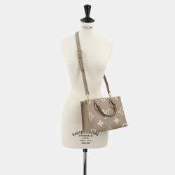 Pre Owned Louis Vuitton Two-Tone Monogram Empreinte On-The-Go Pm 2-Way Tote Tourterelle Creme