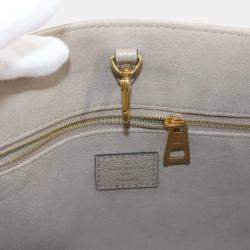 Pre Owned Louis Vuitton Two-Tone Monogram Empreinte On-The-Go Pm 2-Way Tote Tourterelle Creme
