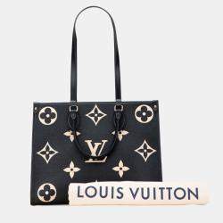Pre Owned Louis Vuitton Two-Tone Monogram Empreinte On-The-Go Mm Tote Bag Black/Beige Leather