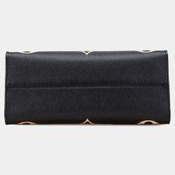 Pre Owned Louis Vuitton Two-Tone Monogram Empreinte On-The-Go Mm Tote Bag Black/Beige Leather