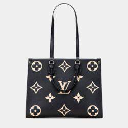Pre Owned Louis Vuitton Two-Tone Monogram Empreinte On-The-Go Mm Tote Bag Black/Beige Leather