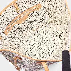 Pre Owned Louis Vuitton Neverfull Mm Tote Bag  Coated Canvas-Coated Canvas And Leather  Monogram Wave  White/Brown