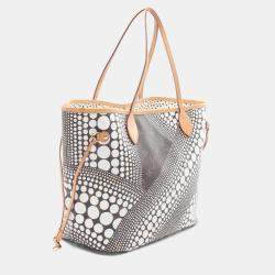 Pre Owned Louis Vuitton Neverfull Mm Tote Bag  Coated Canvas-Coated Canvas And Leather  Monogram Wave  White/Brown