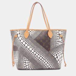 Pre Owned Louis Vuitton Neverfull Mm Tote Bag  Coated Canvas-Coated Canvas And Leather  Monogram Wave  White/Brown