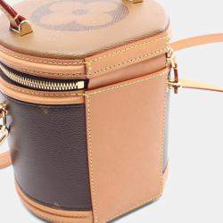 Pre Owned Louis Vuitton Cannes Handbag  Coated Canvas And Leather  Monogram Giant Reverse  Brown Multicolor
