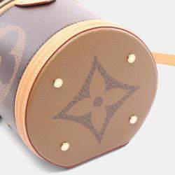 Pre Owned Louis Vuitton Cannes Handbag  Coated Canvas And Leather  Monogram Giant Reverse  Brown Multicolor