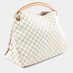 Pre Owned Louis Vuitton Artsy Mm Shoulder Bag  Coated Canvas And Leather  Damier Azur  White