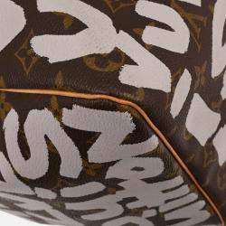 Pre Owned Louis Vuitton White Monogram Graffiti Keepall 50 Duffle Bag