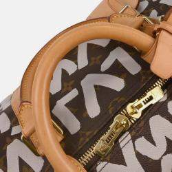 Pre Owned Louis Vuitton White Monogram Graffiti Keepall 50 Duffle Bag