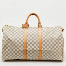 Pre Owned Louis Vuitton Damier Azur Canvas Keepall Bandoulière 55 Bag
