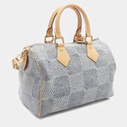 Pre Owned Louis Vuitton Speedy Bandouliere 25 3D Damier Giant Denim Bag 