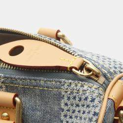 Pre Owned Louis Vuitton Speedy Bandouliere 25 3D Damier Giant Denim Bag 