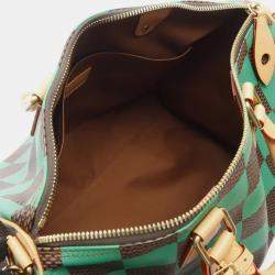 مملوكة مسبقًا Louis Vuitton Speedy Bandouliere 40 Green Damier Pop Canvas Duffle Bag