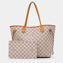 Pre Owned Louis Vuitton White Damier Azur Neverfull MM