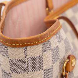 Pre Owned Louis Vuitton White Damier Azur Neverfull MM