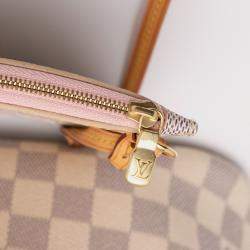 Pre Owned Louis Vuitton White Damier Azur Neverfull MM