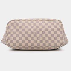Pre Owned Louis Vuitton White Damier Azur Neverfull MM
