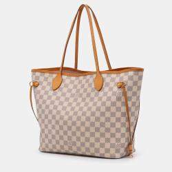 Pre Owned Louis Vuitton White Damier Azur Neverfull MM