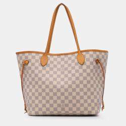 Pre Owned Louis Vuitton White Damier Azur Neverfull MM