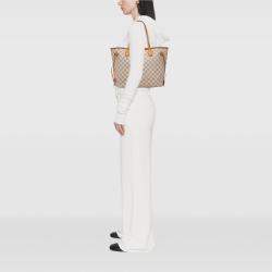 Pre Owned Louis Vuitton White Damier Azur Neverfull MM