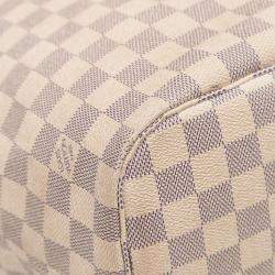 Pre Owned Louis Vuitton White Damier Azur Neverfull MM