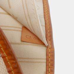 Pre Owned Louis Vuitton White Damier Azur Neverfull MM