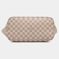 Pre Owned Louis Vuitton White Damier Azur Neverfull MM