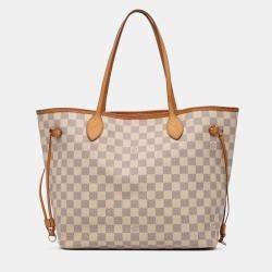 Pre Owned Louis Vuitton White Damier Azur Neverfull MM