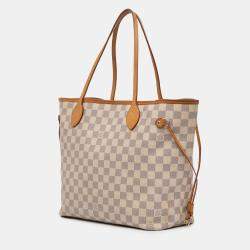 Pre Owned Louis Vuitton White Damier Azur Neverfull MM
