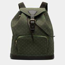 Pre Owned Louis Vuitton Green Monogram Mini Lin Montsouris GM
