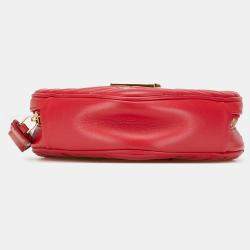 Pre Owned Louis Vuitton Red Calfskin Embellished New Wave Love Lock Crossbody