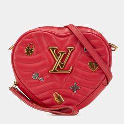 Pre Owned Louis Vuitton Red Calfskin Embellished New Wave Love Lock Crossbody