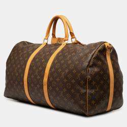 Pre Owned Louis Vuitton Brown Monogram Keepall Bandouliere 55