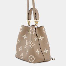 Pre Owned Louis Vuitton Neonoe MM Tourterelle Creme Bicolor Monogram Empreinte Leather Shoulder Bag