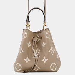 Pre Owned Louis Vuitton Neonoe MM Tourterelle Creme Bicolor Monogram Empreinte Leather Shoulder Bag