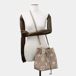 Pre Owned Louis Vuitton Neonoe MM Tourterelle Creme Bicolor Monogram Empreinte Leather Shoulder Bag