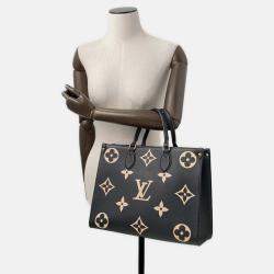 Pre Owned Louis Vuitton Onthego Noir/Beige Bicolor Monogram Empreinte Leather MM Bag