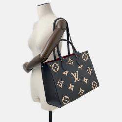 Pre Owned Louis Vuitton Onthego Noir/Beige Bicolor Monogram Empreinte Leather MM Bag