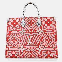 Pre Owned Louis Vuitton Onthego Red Monogram Giant Lv Crafty Size GM