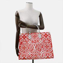Pre Owned Louis Vuitton Onthego Red Monogram Giant Lv Crafty Size GM